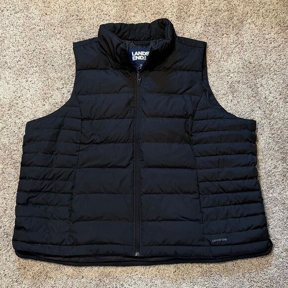 Lands End Black Down Filled Puffer Vest Size 3X - Picture 2 of 6